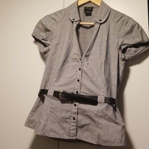 Stripe blouse with belt